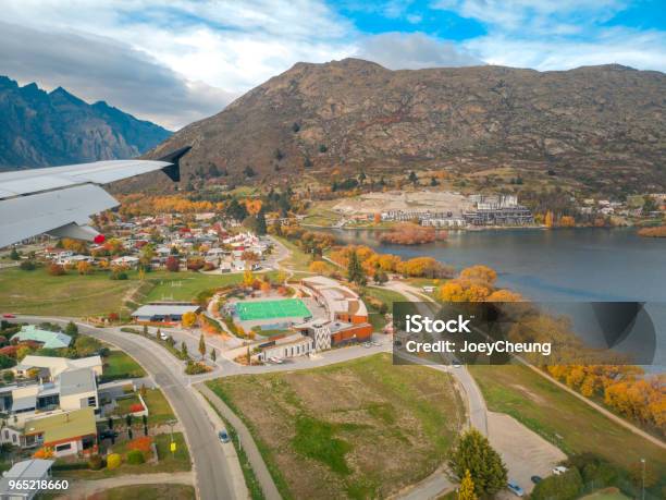 Aerial View From An Airplane Window Flying Over Queenstown New Zealand Stock Photo - Download Image Now