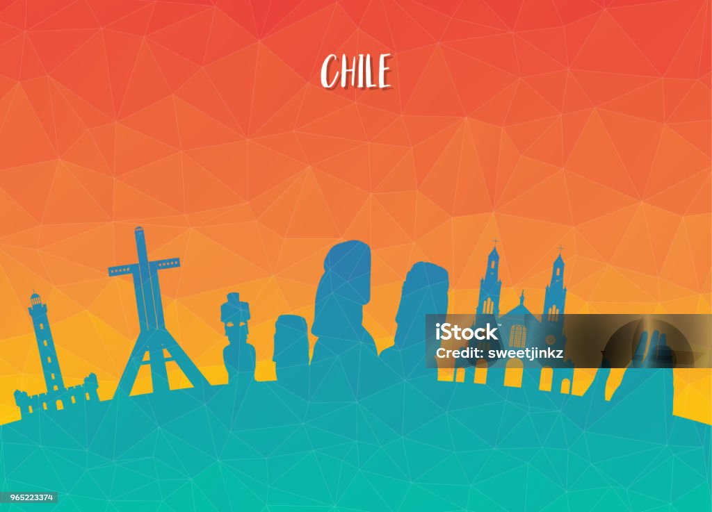 Fondo de papel de Chile hito mundial viaje y viaje. Vector diseño Template.used para su anuncio, libro, banner, plantilla, viaje de negocios o presentación - arte vectorial de Antiguo libre de derechos