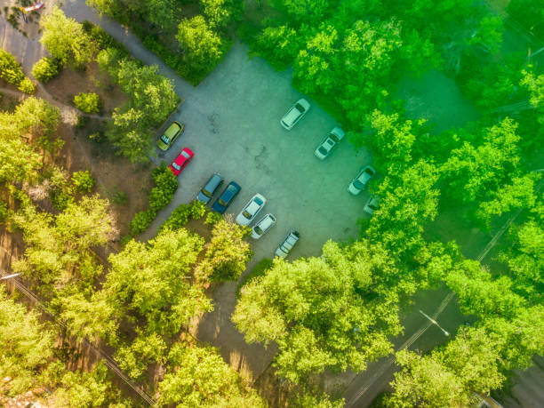 istock overhead car parking in the yard aerial view 965226116