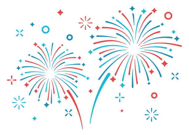 Fireworks Display Fireworks display patriotic display. independence illustrations stock illustrations
