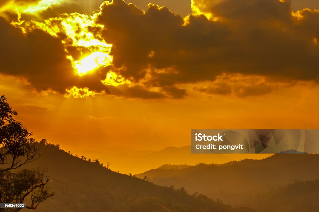 Sunset at mountain in Thailand Backgrounds Stock Photo