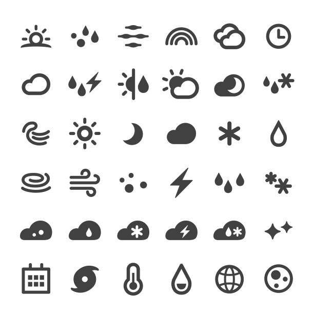 zestaw ikon pogody - big series - weather climate cyclone icon set stock illustrations