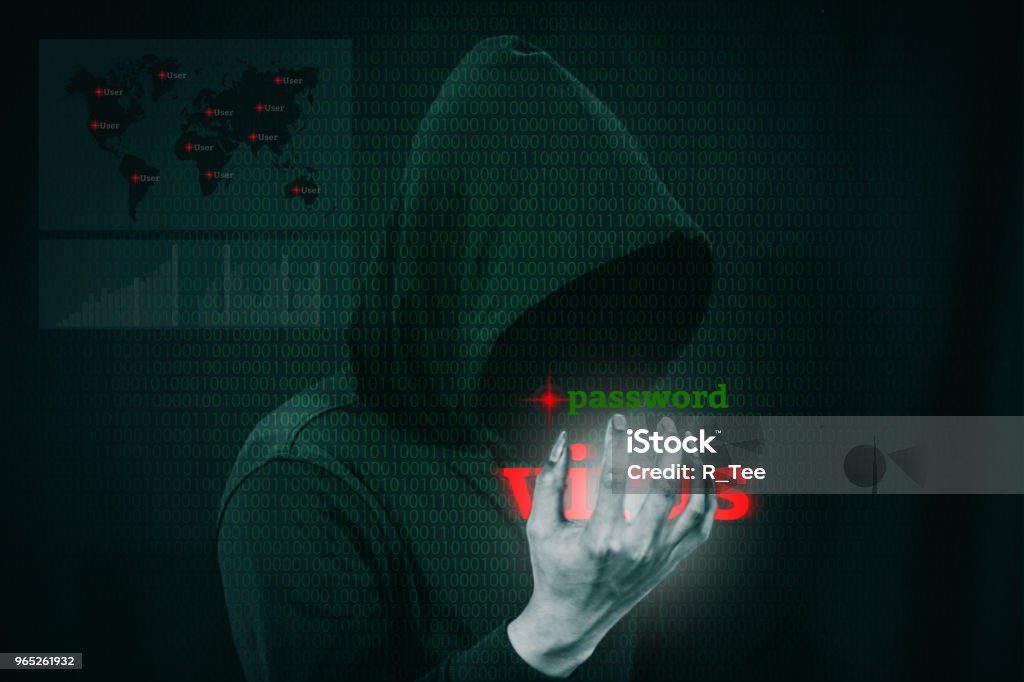 Bad Hack Dangerous Hacker Stealing Data Over A Screen With Binary Code Stock ...