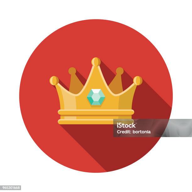 Crown Flat Design Fantasy Icon Stock Illustration - Download Image Now - Crown - Headwear, King - Royal Person, Queen - Royal Person