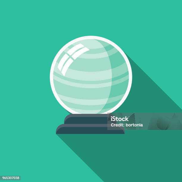 Crystal Ball Flat Design Fantasy Icon Stock Illustration - Download Image Now - Icon Symbol, Crystal, Sports Ball