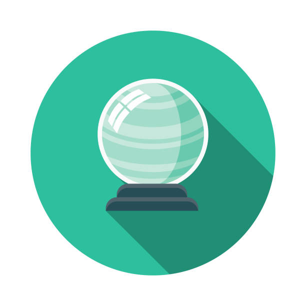 Crystal Ball Flat Design Fantasy Icon A flat design styled fantasy and role playing game icon with a long side shadow. Color swatches are global so it’s easy to edit and change the colors. crystal ball stock illustrations