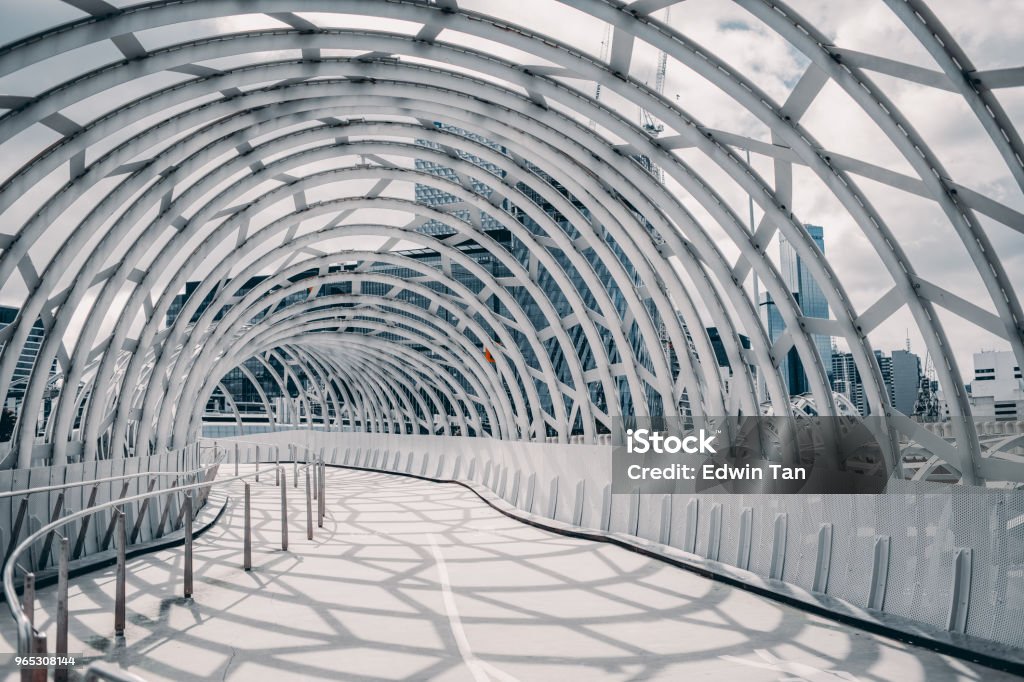 webb bridge , melbourne , australia with shadow cast on the ground Melbourne - Australia Stock Photo