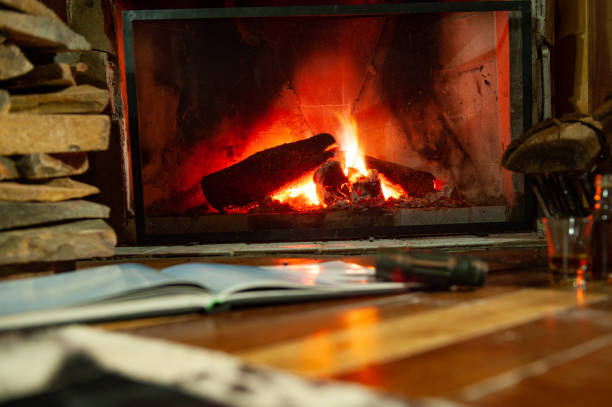 istock Fireplace with fire to warm the room environment 965313820