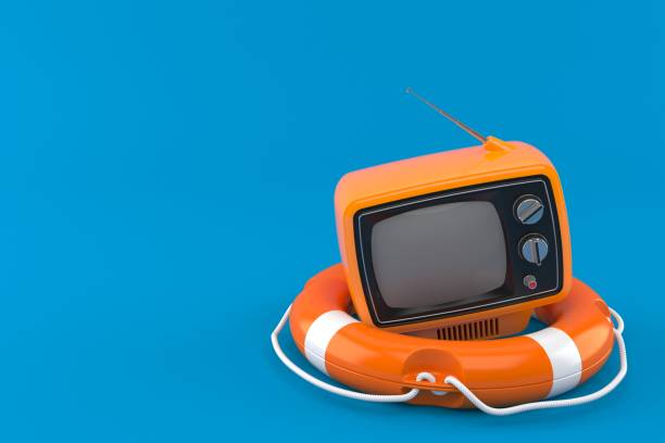 istock Old TV set with life buoy 965328526