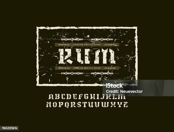 Stencilplate Serif Font In Military Style Stock Illustration - Download Image Now - Typescript, Grunge Image Technique, Strength