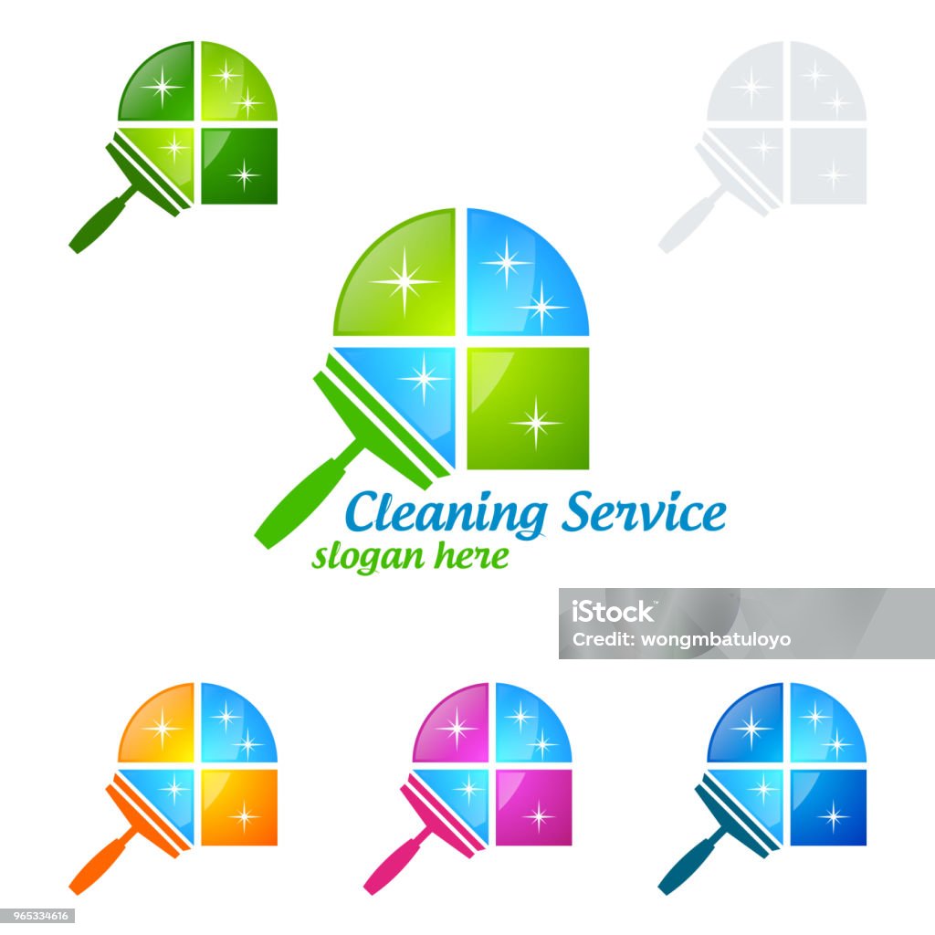 Cleaning Service vector design, Eco Friendly Concept for Interior, Home and Building Cleaning Service vector design Blue stock vector