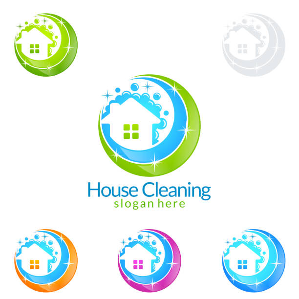 Cleaning Service vector design, Eco Friendly Concept for Interior, Home and Building Cleaning Service vector design house washing stock illustrations