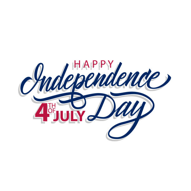 ilustrações de stock, clip art, desenhos animados e ícones de happy independence day, 4th of july calligraphic lettering design celebrate card template. creative typography for holiday greetings and invitations. - dia da independência