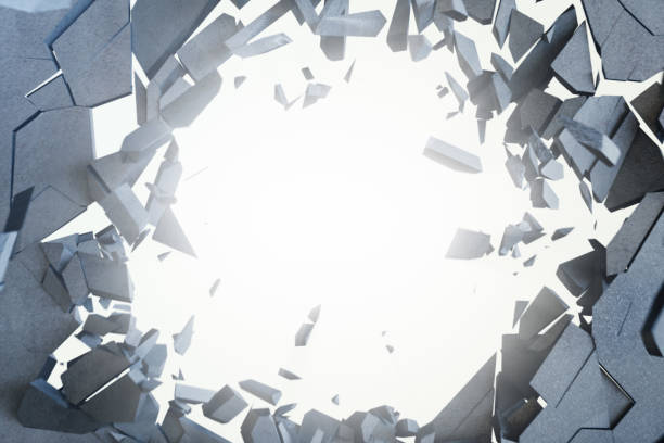 istock Cracked earth abstract background with volume light rays. Cracked concrete earth abstract background. 3D Rendering 965360818