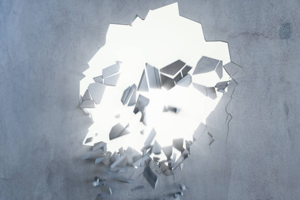 istock Cracked earth abstract background with volume light rays. Cracked concrete earth abstract background. 3D Rendering 965360820