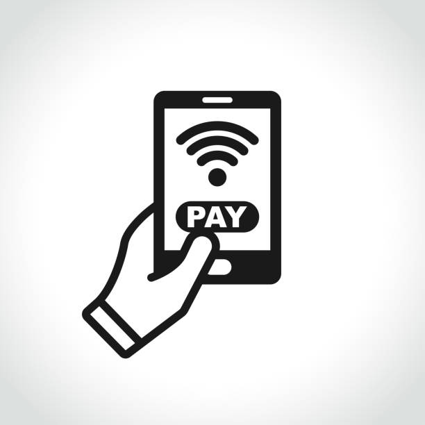 illustrazioni stock, clip art, cartoni animati e icone di tendenza di icona pagamento telefono su sfondo bianco - pagamento mobile