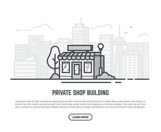 개인 저장소 건물 - store downtown district building exterior facade stock illustrations