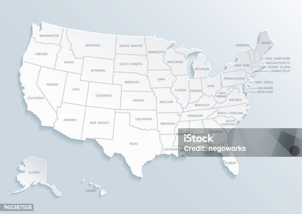 United State Of America Map With City Names Stock Illustration - Download Image Now