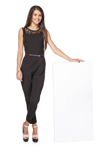 istock Full length womanwith blank banner 965388478