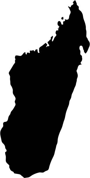 black silhouette country borders map of Madagascar on white background. Contour of state. Vector illustration black silhouette country borders map of Madagascar on white background. Contour of state. Vector illustration madagascar stock illustrations