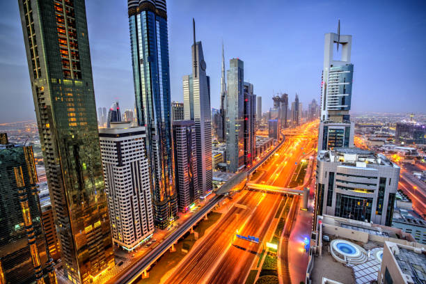 istock Dubai sunset panoramic view of Burj Khalifa 965397950