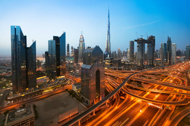 istock Dubai sunset panoramic view of Burj Khalifa 965398142
