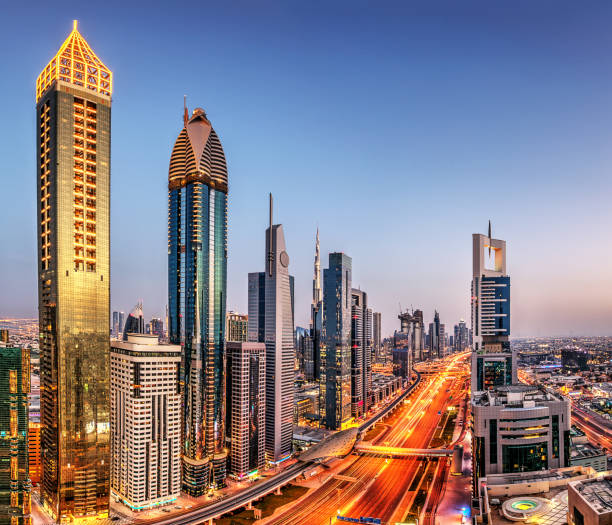 istock Dubai sunset panoramic view of Burj Khalifa 965398200