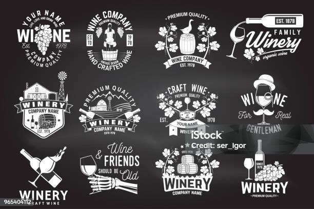 Set Of Winer Company Badge Sign Or Label Vector Illustration Stock Illustration - Download Image Now