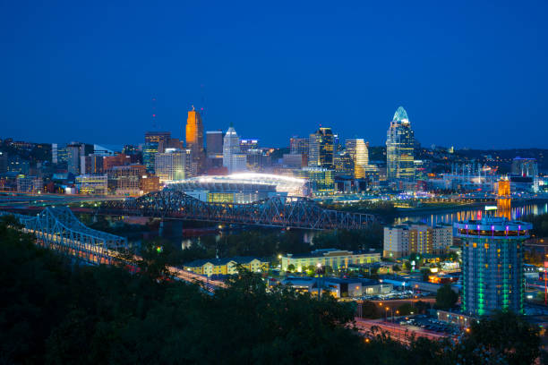 istock Cincinnati Skyline w/ Bridges and River at Dusk 965412186