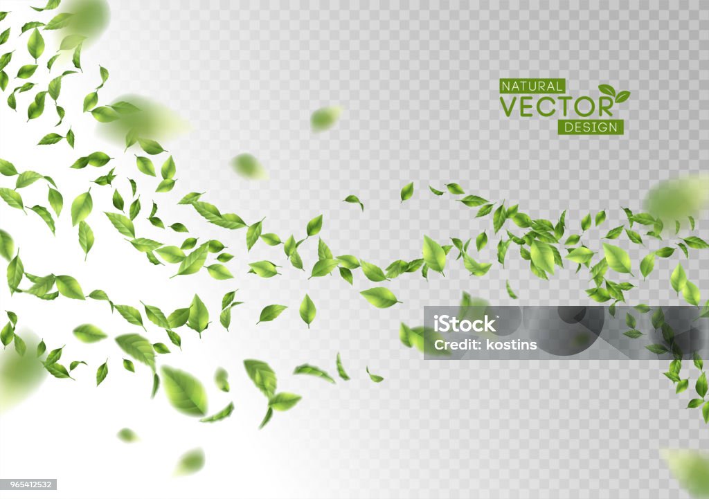Green Flying Leaves Green flying or falling off leaves. Vector abstract foliage background Leaf stock vector
