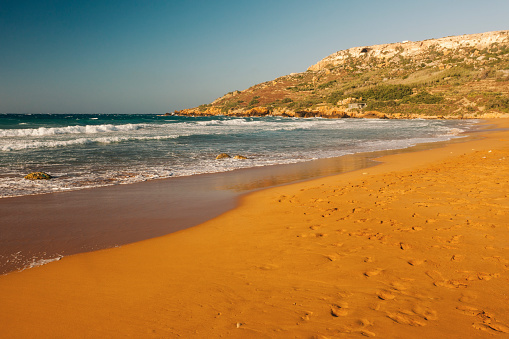 Red sandy beach, Ramla Bay, Gozo Island, Malta