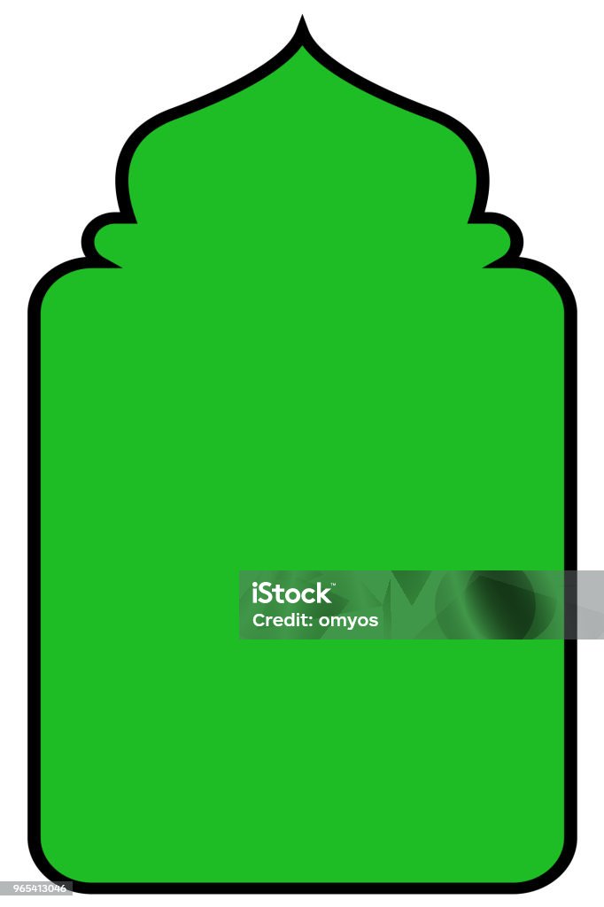 Islamic Tag Rectangular Green Blank Rectangle Tag With Mosque Shape Stock Illustration ...