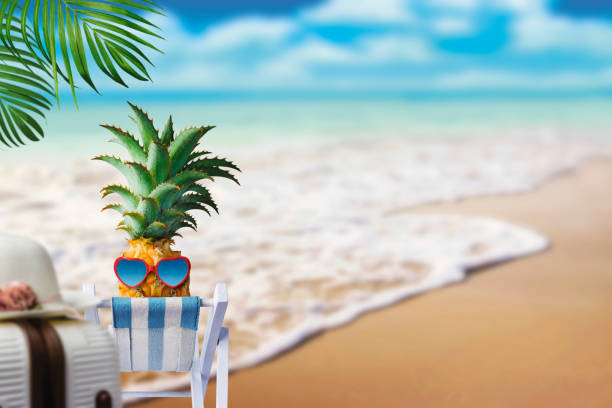 Pineapple wearing sunglasses in shopping
