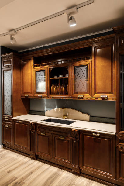 istock Interior of modern kitchen with wooden cabinets 965420904