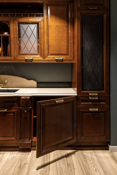 istock Interior of kitchen with stylish design with vintage style cabinets 965421244
