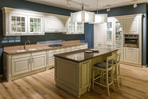 istock Interior of modern kitchen with wooden cabinets 965424870