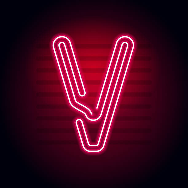 istock Realistic Red Neon letter. Character with Neon glow tube on dark background. Vector Neon alphabet for banners, titles, posters etc. 965424900