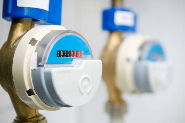 istock Blue modern radio water counter meter 965425268