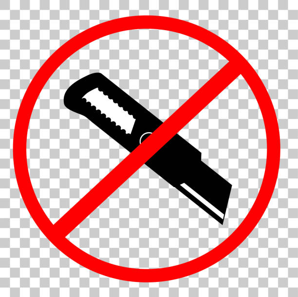 Prohibited Sign Do Not Cut With Cutter Stock Illustration