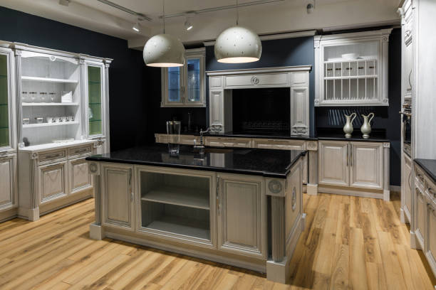 istock Renovated kitchen interior in dark tones 965427984
