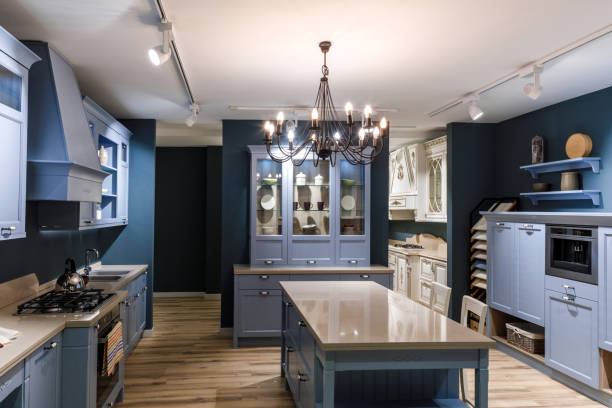 istock Interior of modern kitchen in blue tones 965428318