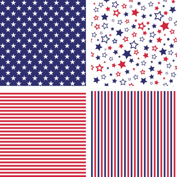Vector set of US style seamless patterns vector art illustration