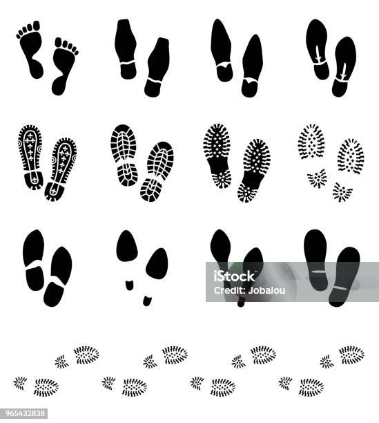 Footprints Icons Set Stock Illustration - Download Image Now - Footprint, Shoe Print, Track - Imprint