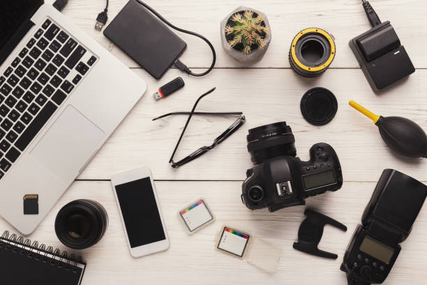 istock Diverse personal equipment for photographer 965433376