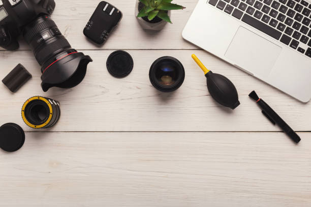 istock Diverse personal equipment for photographer 965433404