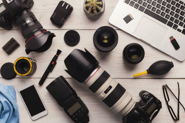 istock Diverse personal equipment for photographer 965433426