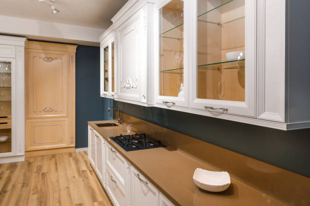 istock Interior of modern kitchen with stylish design and stove on counter 965433536