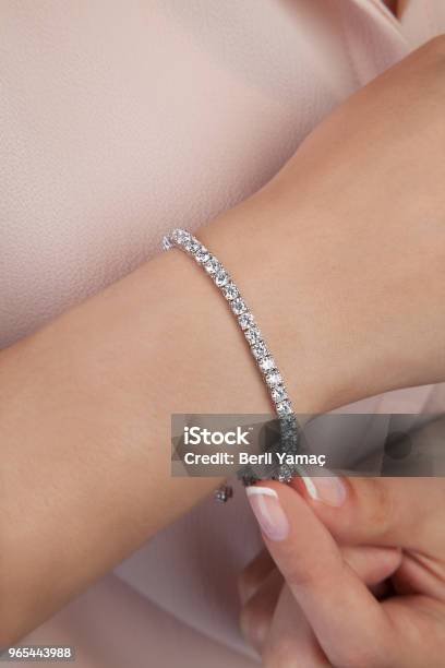 Diamond Bracelet Wedding Gift Product Photography For Women Stock Photo - Download Image Now