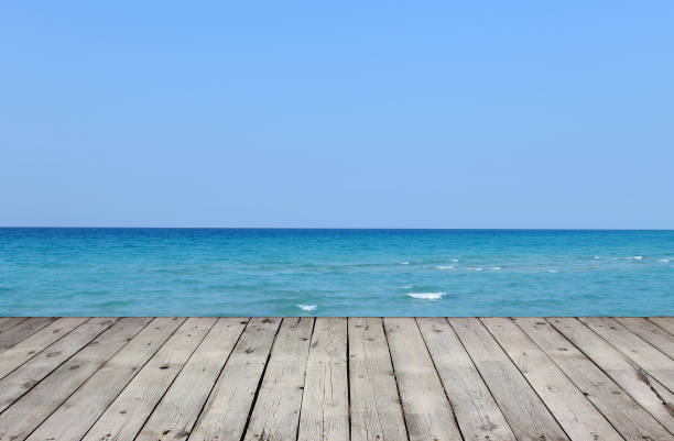 istock Wooden pier with lake and blue sky 965451334