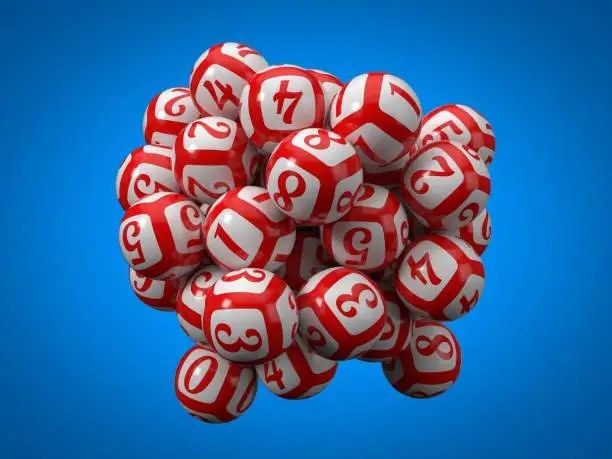 Photo of lottery balls stack. 3d illustration.
